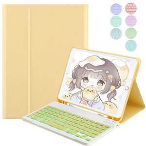 QYiD toetsenbordCase 9.7 voor iPad 2018 (6e Gen) - 2017 (5e Gen) - iPad Pro 9.7 - iPad Air 2 & 1, Lichtgewicht Smart Cover met Afneembaar Draadloos TouchPad Toetsenbord, met pencilhouder, Geel
