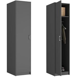 Home Collective Moderne kledingkast met 1 deur | kast met kledingstang en plank | ruimtebesparende hoge kast voor slaapkamer, hal, kinderkamer | 42x55x180 cm (BxDxH) | Antraciet