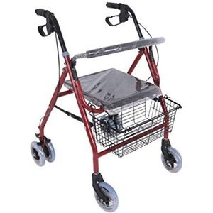 Opvouwbare rollator Rollator met 4 wielen, opklapbaar looprek, rollator voor ouderen, loophulpmiddel, in hoogte verstelbaar, mand en gevoerde zitting