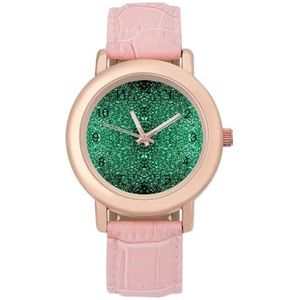 Mooie Emerald Green Glitter Sparkles Horloges Voor Vrouwen Mode Sport Horloge Vrouwen Lederen Horloge