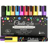 Chalkola, 10 neonkrijtstiften voor borden en ramen, 6 mm, ideaal als whiteboardmarker, krijtstift, whiteboard-stiften, foliestift, glasstiften & krijtstift, vochtig afwasbaar