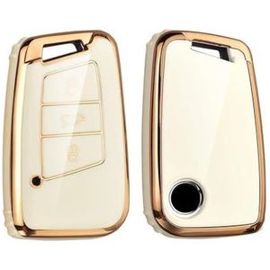 Autosleutel beschermhoes TPU Auto Afstandsbediening Sleutel Case Cover Shell Fob Voor Passat B8 Voor Magotan Voor Superb A7 Voor Kodiaq Sleutel Shell(White)