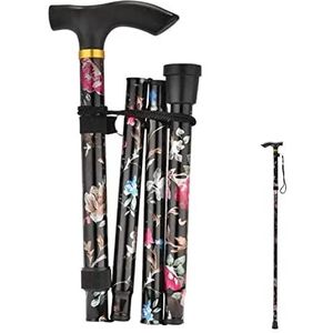 Opvouwbare wandelstok, in hoogte verstelbaar, draagbaar, lichte en verstelbare wandelstok, voor dames en heren, wandelstok, canes, vakantie, in hoogte verstelbaar, antislip, licht, uniseks