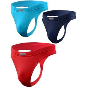 Sesto Senso Heren Gstring Ondergoed Microvezel 3 Pack Sexy Thong Panties XL 3 Mix Rood