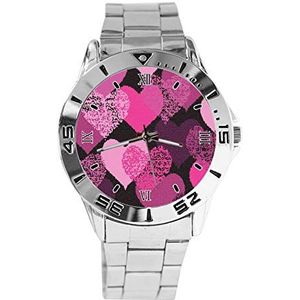 Cool Roze Mode Womens Polshorloges Sport Horloge voor Mannen Casual RVS Band Analoog Quartz Polshorloge