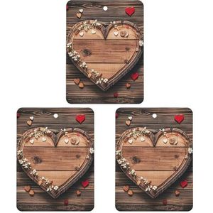 Auto luchtverfrissers 3 stuks hangende luchtverfrisser rustieke hart achtergrond op houten paneel auto aromatherapie tabletten kledingkast hanger geurkaarten voor achteruitkijkspiegel slaapkamer auto