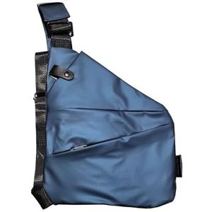 Antyfron Mannen Vrouwen Borsttas Slanke Sling Bag Casual Anti-diefstal Sling Bag Multi-zakken Sling Crossbody Bag Borst Dagrugzak voor Reizen Outdoor Blauw links 32x23cm