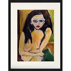 1art1 Erotische Kunst Poster Seated Female Nude By Roland Vonderbank Ingelijste Foto Met Passepartout | Muur Foto's | In Een Fotolijstje 80x60 cm