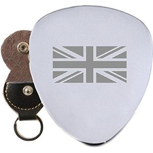 GB Engeland Vlag Staal Gitaar Plectrum Pick Gegraveerd in Sleutelhanger houder