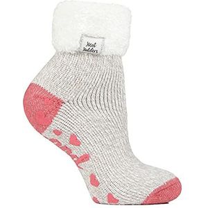 HEAT HOLDERS - Womens pluizige omzet manchet thermische enkel Slipper lounge bed sokken met antislip handgrepen - - M