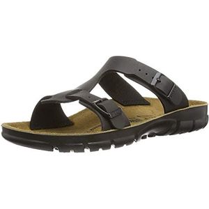 BIRKENSTOCK Classic Saragoza Birko-Flor, damessandalen met enkelriempje en sleehak, zwart, 37 EU Schmal