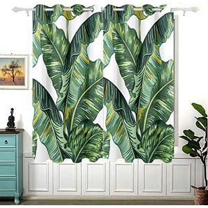 Palmboom bladeren Jungle blad gordijnen voor kinderen slaapkamer, oogje verduisteringsgordijnen voor kwekerij/kort venster voor huisdecoratie, 54£ € H£ ©x 55 (B) in, 2 panelen