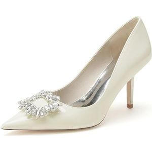EICOFF Dames Puntige neus Hoge hakken Bruids Trouwschoenen Gesloten neus Strass Stiletto Jurk Pumps Schoenen Gala Party Dans Sandalen met hak,Beige,35 EU