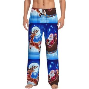 Kerst Kerstman Herten Mannen Lange Lounge Wear Broek Nachtkleding Pyjama Bodems Nachtkleding Met Zakken En Trekkoord, Wit, S
