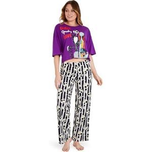 Disney Stitch damespyjamaset, knusse nachtkleding, lange pyjama's, comfortabele loungewear voor volwassenen, tieners, Stitch cadeaus voor vrouwen, Paars/Wit Jack, XL