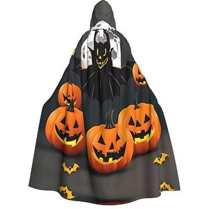FRGMNT Halloween Moon Bat Pompoen print Mannen Hooded Mantel, Volwassen Cosplay Mantel Kostuum, Cape Halloween Dress Up, Hooded Uniform
