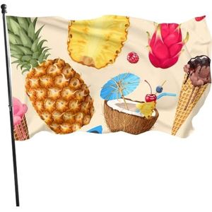 Vlag 90x150cm, Ananas kokosnoot buiten/binnen vlag lichtgewicht activiteit vlag kamer decor veranda vlag, voor activiteiten, parade, festival