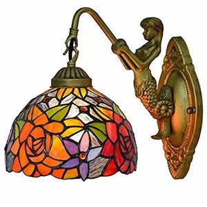 Tiffany Wandlamp 7.8-Inch, Handgemaakte Glas-In-Lood Lampenkap, Basis Wandlamp Voor Slaapkamers, Woonkamer, Badkamers, Hotels En Gangen