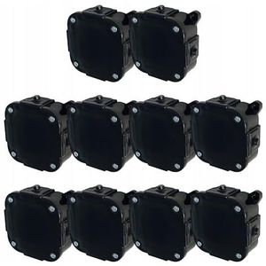 EDO Set 10x Opbouwdoos IP44 Hermetisch 88x88x40 mm Zwart, 4-Invoeren, Halogeenvrij – Aftakdoos met Klemmen en Schroefsluiting Binnen/Buiten