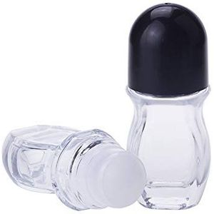 Wresty Roll On glazen flessen voor etherische oliën, 2 stuks deodorantflessen parfum roller flessen lege deodorant containers roller bal flessen voor geur cosmetica (30ml/1oz)