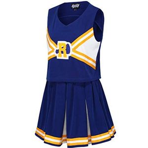 Middelbare school Cheerleader Uniform, Blauw/Geel/Wit, 8