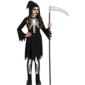 FIESTAS GUIRCA Skeletmeisjeskostuum – zwarte jurk Magere Hein – Halloween kinderkostuum voor meisjes van 7 tot 9 jaar