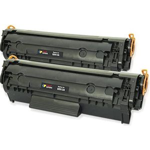 Toner Experte Q2612A 12A Toner Cartridge Vervanging voor HP Q2612A FX10 Compatibel met LaserJet 1012 1018 1020 1022 1022N 3015 3030 3052 3050 3055 (2 Zwart)