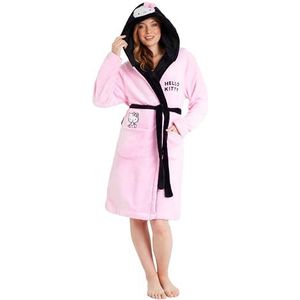 Hello Kitty Sanrio badjas voor dames, tieners, nachtkleding met capuchon, zakken, Kawaii fleece, badjas, loungewear, cadeaus voor vrouwen, Roze Hello Kitty, M