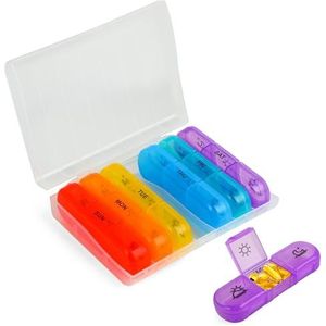 Pillen-organizer voor 7 dagen, ochtend, middag en avond, grote medicijnbox met 3 vakken, tablettenbox, robuuste supplementbox voor onderweg