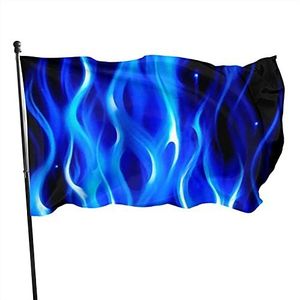 Vlag 90x150cm, blauwe vlam zomer vlaggen lichtgewicht indoor vlag muur decor buiten/binnen vlag, voor feesten, tuin, festival