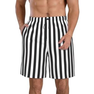 JIAWUJYNB Zwart-wit gestreepte strandshorts voor heren, zomershorts met sneldrogende technologie, lichtgewicht en casual, Wit, XL