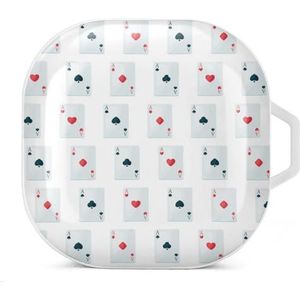 Vier azen speelkaarten pak oordopjes hoesje compatibel met Samsung hard shell beschermhoes wit stijl