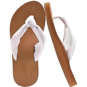 UBOHUZ Dames Flip Flops Vrouwen Boog Ondersteuning Slippers Indoor Comfortabele Yoga Mat Teen Post Vrouwen Sandalen Zomer Voor Strand, Indoor, Wit, 43 EU