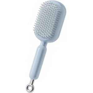 Intrekbare kussenkam, antistatische massagekam, zelfreinigende haarborstel (blauw)