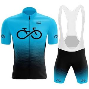FFFF & OLFEH Pro Fietskleding voor heren, wielersportkleding, korte mouwen, zomer, jersey, MTB en bretelbroek met 9D-gelkussen, fietsen, straat, ademend, sneldrogend
