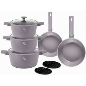 Berlinger Haus 10 stuks aluminium anti-aanbaklaag inductie kookgerei set - potten en pannen met deksels voor thuis keuken oven vaatwasmachinebestendig, milieuvriendelijk compatibel met alle fornuizen,