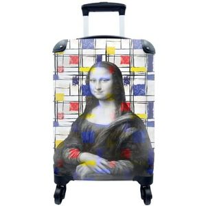 MuchoWow® Koffer - Mona Lisa - Mondriaan - Oude Meesters - Past binnen 55x40x20 cm en 55x35x25 cm - Handbagage - Trolley - Fotokoffer - Cabin Size - Print