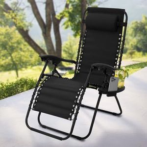 ML-Design ligstoel opvouwbaar zwart, ligstoel met verstelbare hoofdsteun & rugleuning, tuinligstoel weerbestendig met koordsysteem, Zero Gravity outdoor relaxligstoel, tuinstoel met bekerhouder