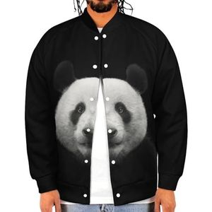 Panda Beer Gezicht op Zwarte Grappige Mannen Baseball Jacket Gedrukt Jas Zachte Sweatshirt Voor Lente Herfst