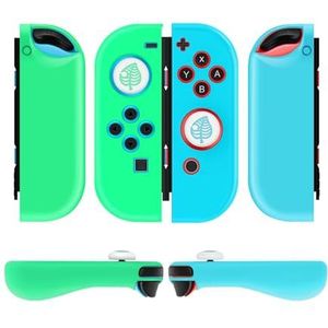 TNP Switch Joy Con Hoes voor Nintendo Switch Joy Con Controller, Silicone Grip Skin Cover Case voor Joycon Controller, Siliconen Hoes / Beschermhoes met Joystick Caps, Set van 2, witte bladeren