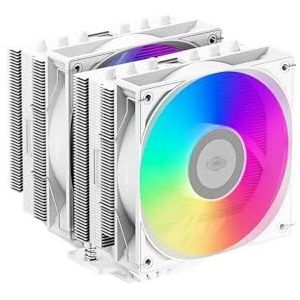 ARGB RT620 Luchtkoeler voor CPU Wit Dual Tower Dual Ventilator 6 warmtegeleidingen Temperatuurregeling PWM(RT620 ARGB W)