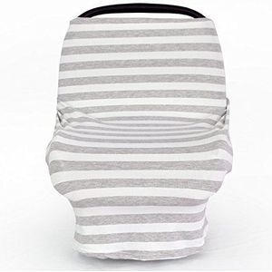 Lily & haar vrienden - Multi Use Stretchy Cover, nursing cover, winkelwagenhoes, baby autostoelhoes, kinderstoelhoes, kinderwagenhoes, infinity sjaal, lichte deken, zonnescherm, met een bijpassend pakzak Grey stripes