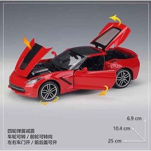 Simulatie legering modelauto 1:18 sportwagen simulatie legering automodel simulatie binnendeur kan worden geopend metalen model (Color : Corvette Stingray Z51 red)