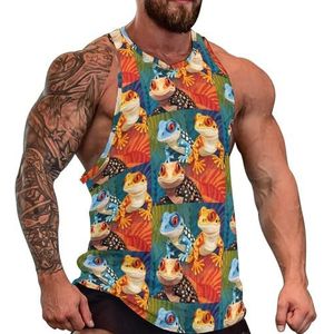 Hagedis schildpad luipaard gekko reptiel mannen tank top causale mouwloze T-shirt gym atletische spier tee strand vest