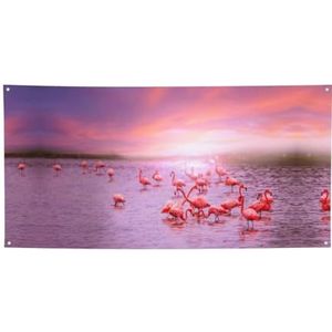 Verjaardagsfeestbanners, themaspellen feestbenodigdheden - ideaal voor Halloween en kerst-roze flamingo's