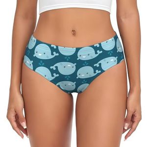 GUOLGP Cartoon walvissen achtergrond Print Vrouwen Huidvriendelijke Slips Zacht Ademend Ondergoed Volledige Dekking Dagelijks Dragen, Zwart, XS