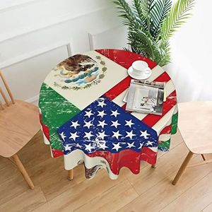 MYGANN Mexicaans-Amerikaanse Vlag Waterdicht Rimpelbestendig 152Cm Ronde Tafelkleed Voor Binnen En Buiten Tafel Decoraties Bruiloft Housewarming Gift
