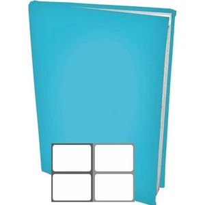 Rekbare Boekenkaften A4 - Aqua blauw - 6 stuks inclusief grijze textiel labels
