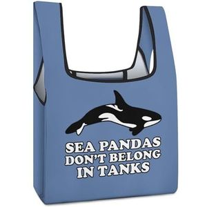 Sea Panda Orka Herbruikbare Boodschappentassen Opvouwbare Boodschappentassen Grote Opvouwbare Tote Bag met Lange Handvatten