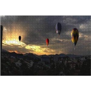 1000 Stuk Legpuzzel Panorama Van Kleur Hot Ballonnen In Lucht En Over De Stad Bij Zonsondergang Intellectuele Schilderijen Puzzel Afdrukken Hersenen Uitdaging Puzzel Educatieve Games Diy Puzzel